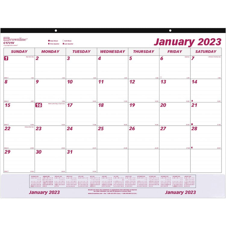 Brownline Vinyl Strip Monthly Desk Pad [SKU - REDC1731V]EA