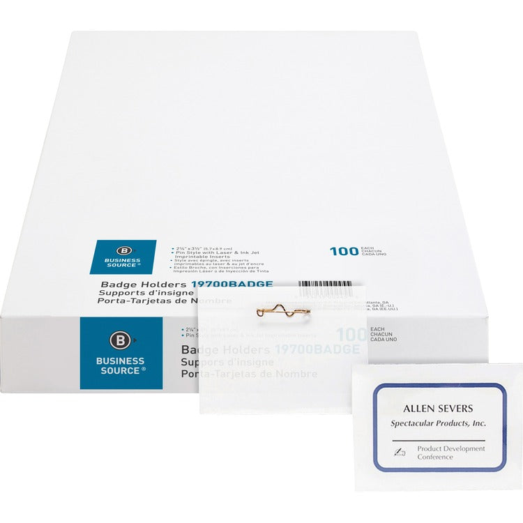 Business Source Pin Style Holder Name Badge Kit [SKU - BSN19700BADGE]BX