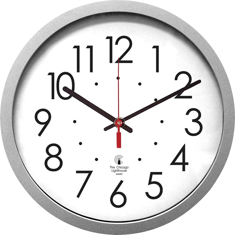 Chicago Lighthouse 14.5" Silver Contemporary Commercial/Residential Quartz Movement Wall Clock [SKU - ILC67818003]EA