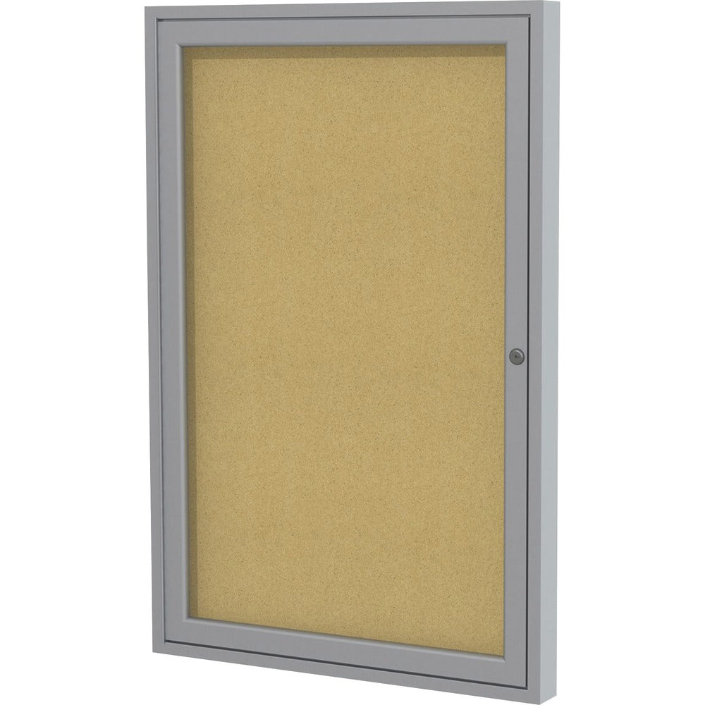 Ghent 1 Door Enclosed Natural Cork Bulletin Board with Satin Frame [SKU - GHEPA12418K]EA