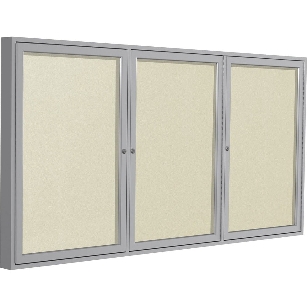 Ghent 3 Door Enclosed Vinyl Bulletin Board with Satin Frame [SKU - GHEPA34896VX185]EA