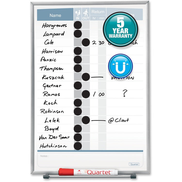Quartet Matrix 15-employee In/Out Board [SKU - QRT33703]EA