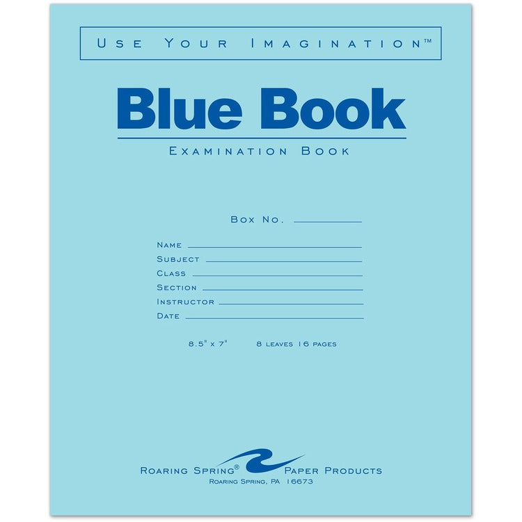 Roaring Spring Blue Book 8-sheet Exam Booklet [SKU - ROA77512EA]EA