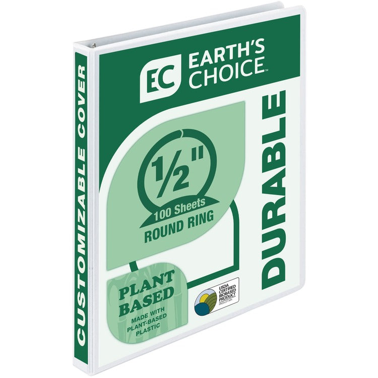 Samsill Earth's Choice Plant-Based Durable 0.5 Inch 3 Ring View Binder - White [SKU - SAM18917]EA