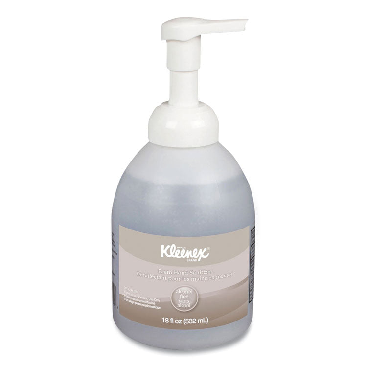Alcohol-Free Foam Hand Sanitizer, 18 oz Pump Bottle, Fragrance-Free, 4/Carton
