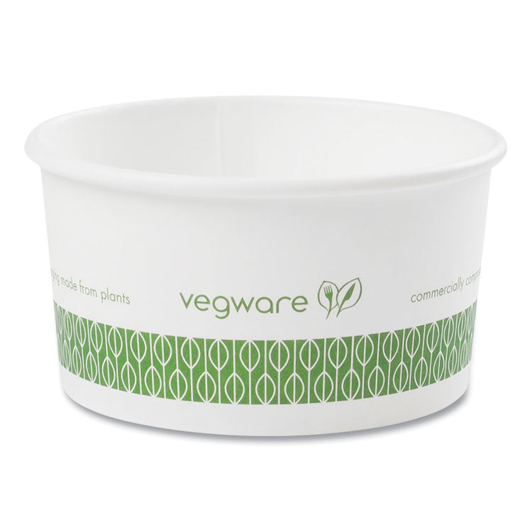 Soup Containers, Compostable, 6 oz, 3.5  Diameter x 1.7 h, Green/White, Paper, 1,000/Carton