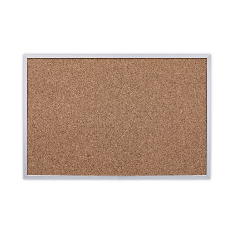 Cork Bulletin Board, 36 x 24, Tan Surface, Aluminum Frame
