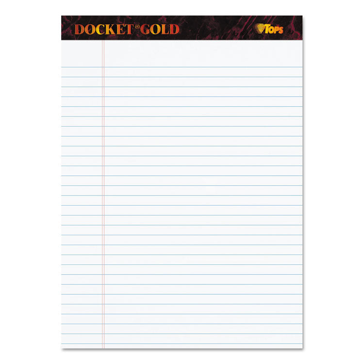 Docket Gold Ruled Perforated Pads, Wide/Legal Rule, 50 White 8.5 x 11.75 Sheets, 12/Pack