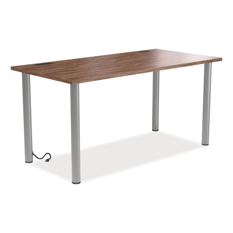 Essentials Writing Table-Desk with Integrated Power Management, 59.7  x 29.3  x 28.8 , Espresso/Aluminum