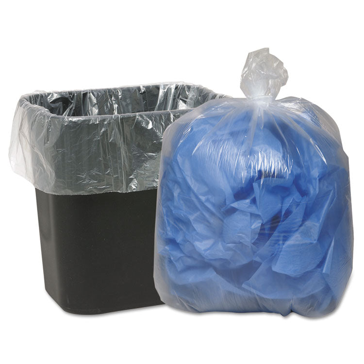 Linear Low-Density Can Liners, 16 gal, 0.6 mil, 24  x 33 , Clear, 25 Bags/Roll, 20 Rolls/Carton