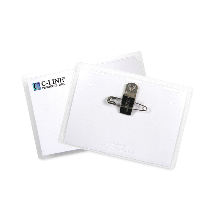 Name Badge Kits, Top Load, 4 x 3, Clear, Combo Clip/Pin, 50/Box