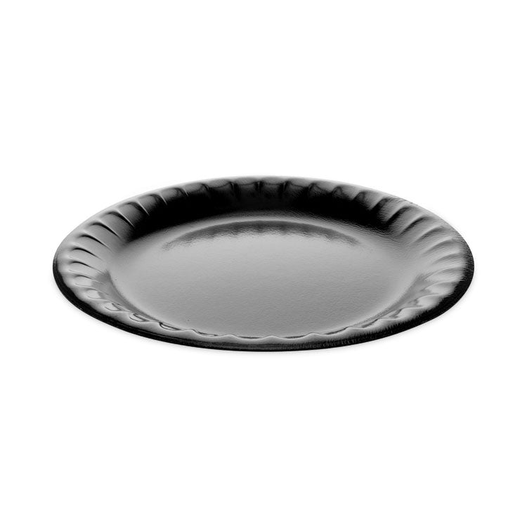 Placesetter Deluxe Laminated Foam Dinnerware, Plate, 9  dia, Black, 500/Carton