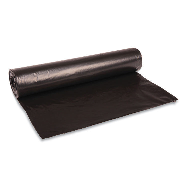 Recycled Low-Density Polyethylene Can Liners, 45 gal, 0.8 mil, 40  x 48 , Black, Perforated, 10 Bags/Roll, 10 Rolls/Carton
