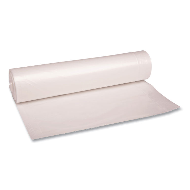 Recycled Low-Density Polyethylene Can Liners, 56 gal, 1.1 mil, 43  x 47 , Clear, Perforated, 10 Bags/Roll, 10 Rolls/Carton