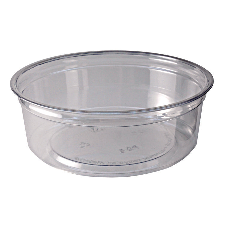 Recycleware Round Deli Container, 8 oz, 4.6  Diameter x 1.7  h, Clear, Plastic, 500/Carton
