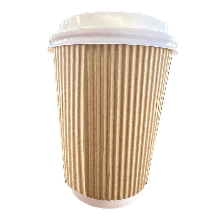 Ripple Hot Cups, 8 oz, Kraft/White, 500/Carton