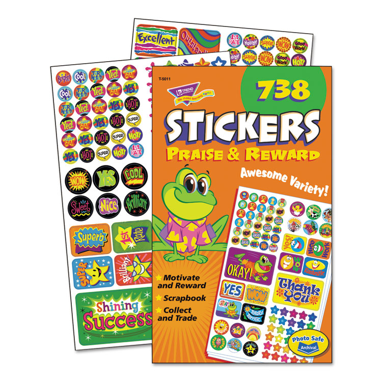 Sticker Assortment Pack, Frogs, Starts, Thank You!, Assorted Colors, 738/Pad