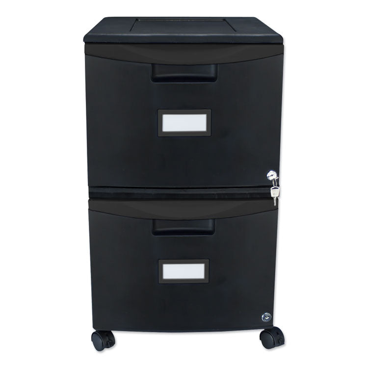 Two-Drawer Mobile Filing Cabinet, 2 Legal/Letter-Size File Drawers, Black, 14.75  x 18.25  x 26