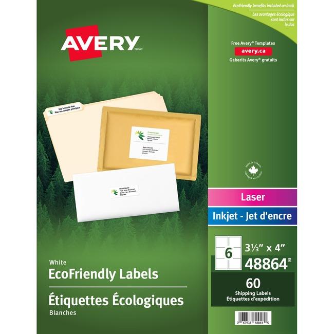48864 ECO WHITE MAILING LABEL PERMANENT 3 1/3" X 4"  10 S