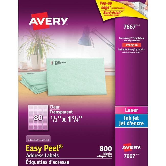 7667 CLEAR EASY PEEL 1 3/4" X  1/2" PERMANENT 10 SHEETS/E