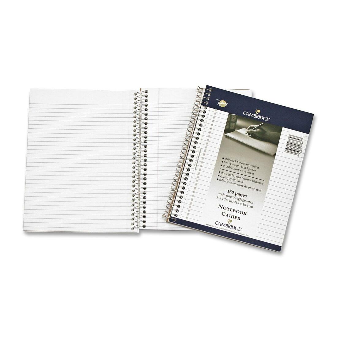 80 Sheets - 160 Pages - Wire Bound - 18 lb (8164.66 g) Basis Weight - 7 1/4" x 9 1/2" - White Paper - Copper Binding - Stiff-back, Durable Cover - 1 Each