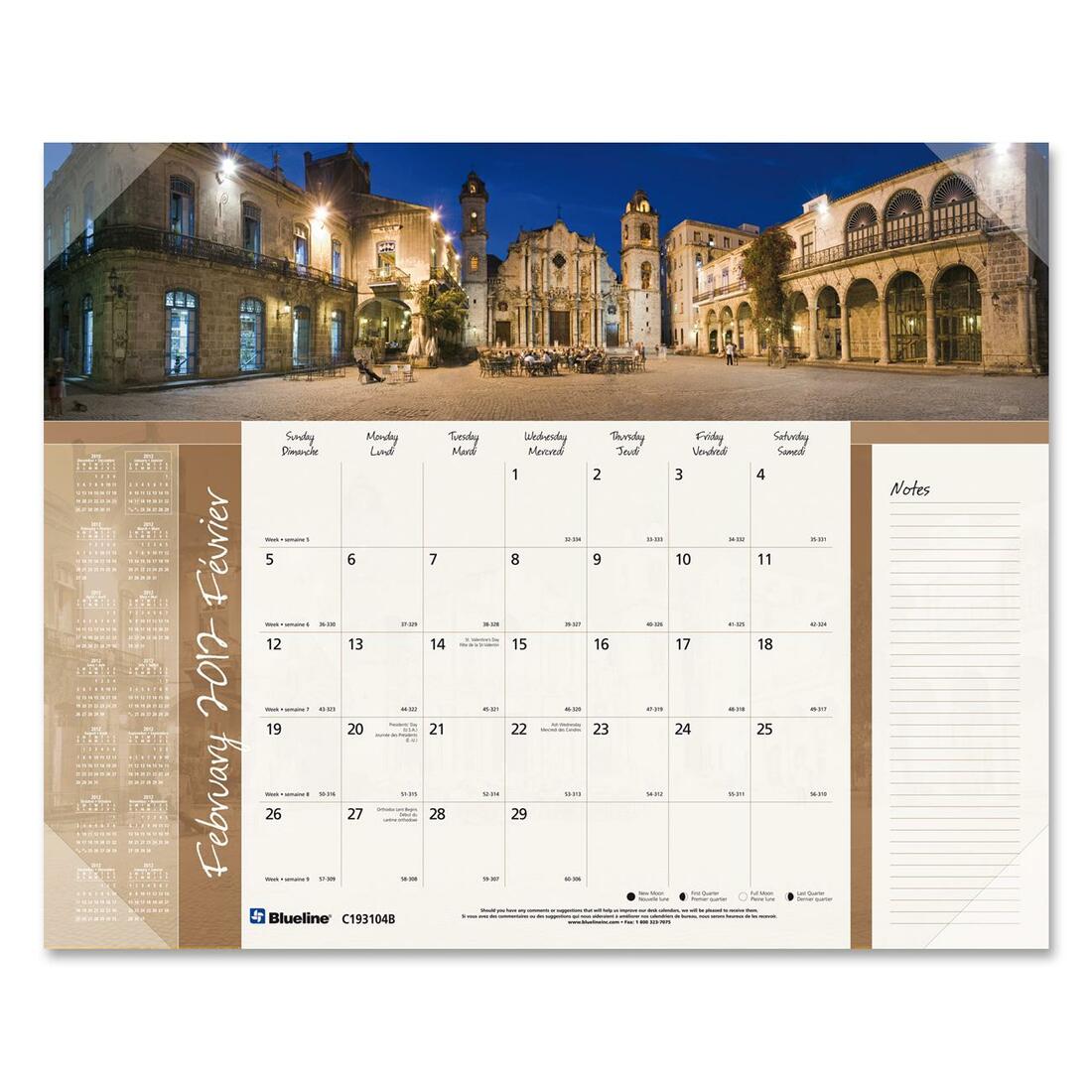 Blueline Image Collection World Panorama Desk Pad Calendar