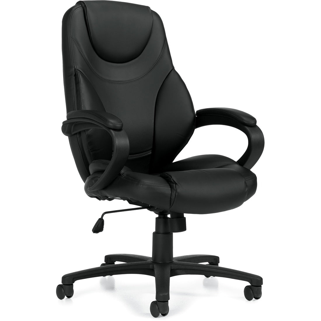 Global Brighton | High Back Tilter - Luxhide, Bonded Leather Seat - Luxhide, Bonded Leather Back - Black - 26.5" Width x 28" Depth x 44" Height