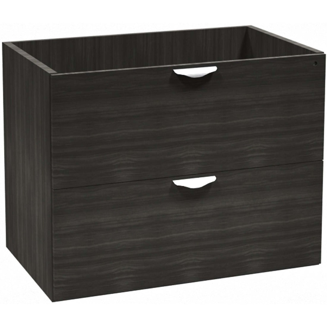 Heartwood Innovations Grey Dusk Laminate Desking - 35.5" x 21.8" x 28" , 0.5" Side Panel - File Drawer(s) - Material: Vinyl Side, Aluminum Handle - Finish: Gray Dusk, Black Side