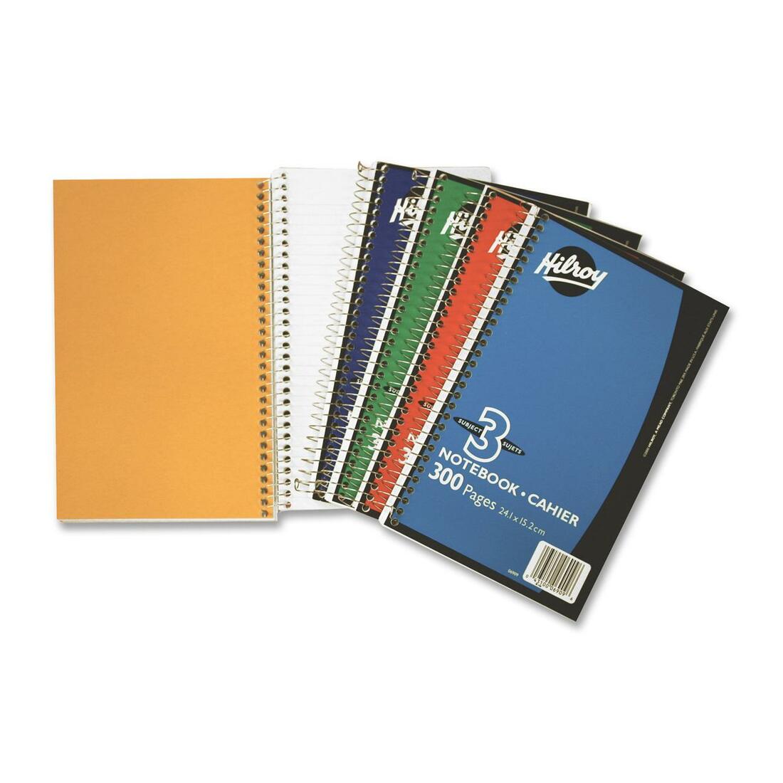 Hilroy Coil Exercise Three Subject Notebook - 300 Sheets - 6" x 9 1/2"