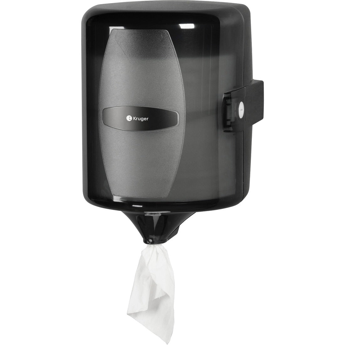 Kruger Centre Pull Towel Dispenser - Center Pull - Smoke, Black - Translucent, Refillable