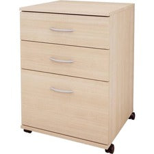 Nexera Essentials Mobile Filing Cabinet, 3-Drawer, Natural Maple