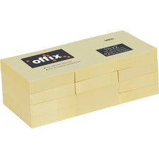 Offix Adhesive Note - Rectangle - 1.5 x 2" 100 Sheets per Pad - Yellow - Self-adhesive - 12 / Pack