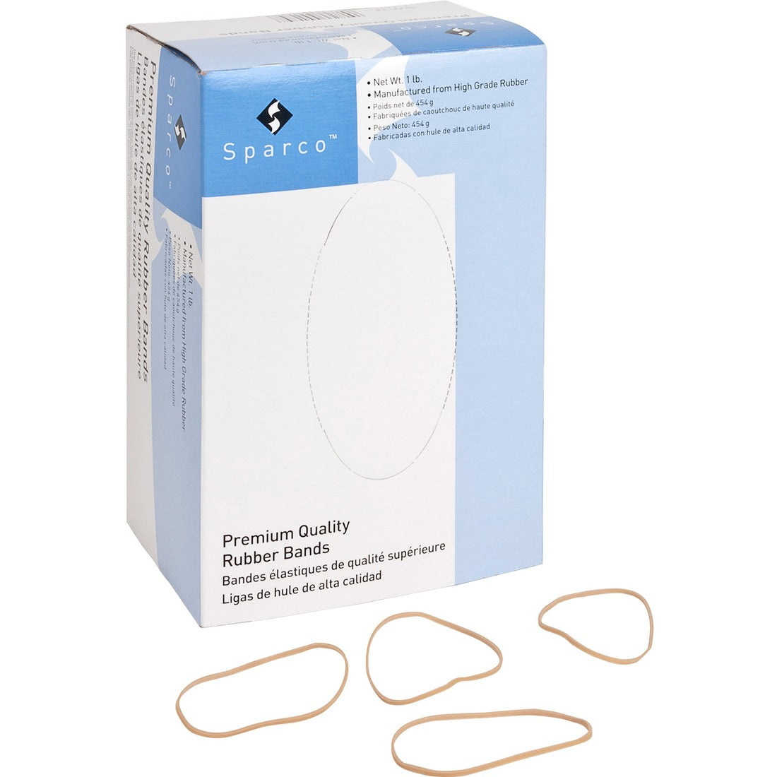Sparco Premium Quality Rubber Bands Size: #18 - 3" (76.20 mm) Length x 60 mil (1.52 mm) Width - 30 mil (0.76 mm) Thickness - Sustainable - 1 / Box - Natural