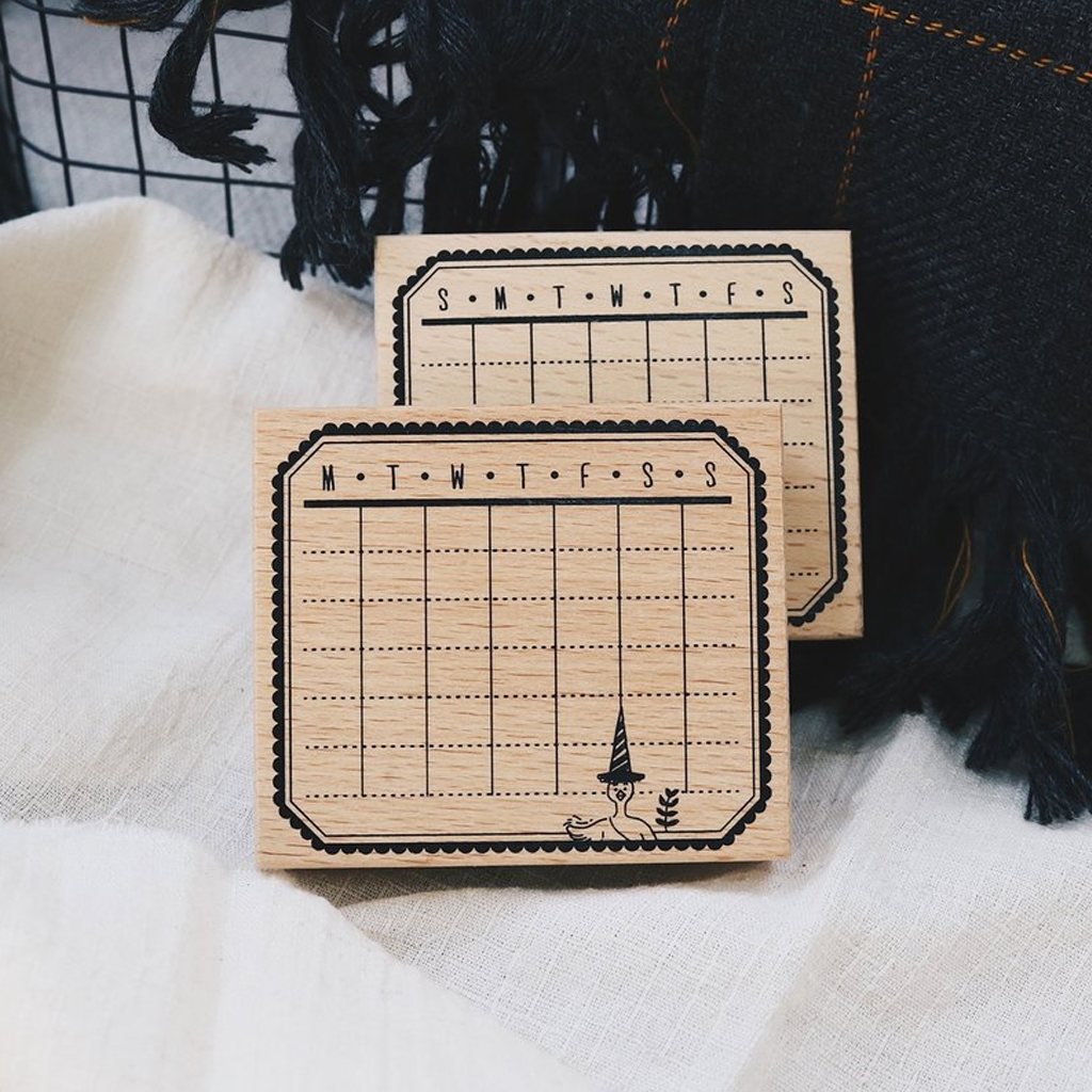 Bon Bon Stickers Rubber Stamp - Monthly CalendarSunday Start