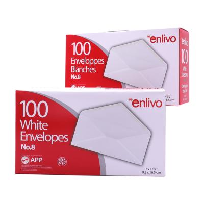 White Envelopes, N 8, 100/Box (9.2 x 16.5cm) White