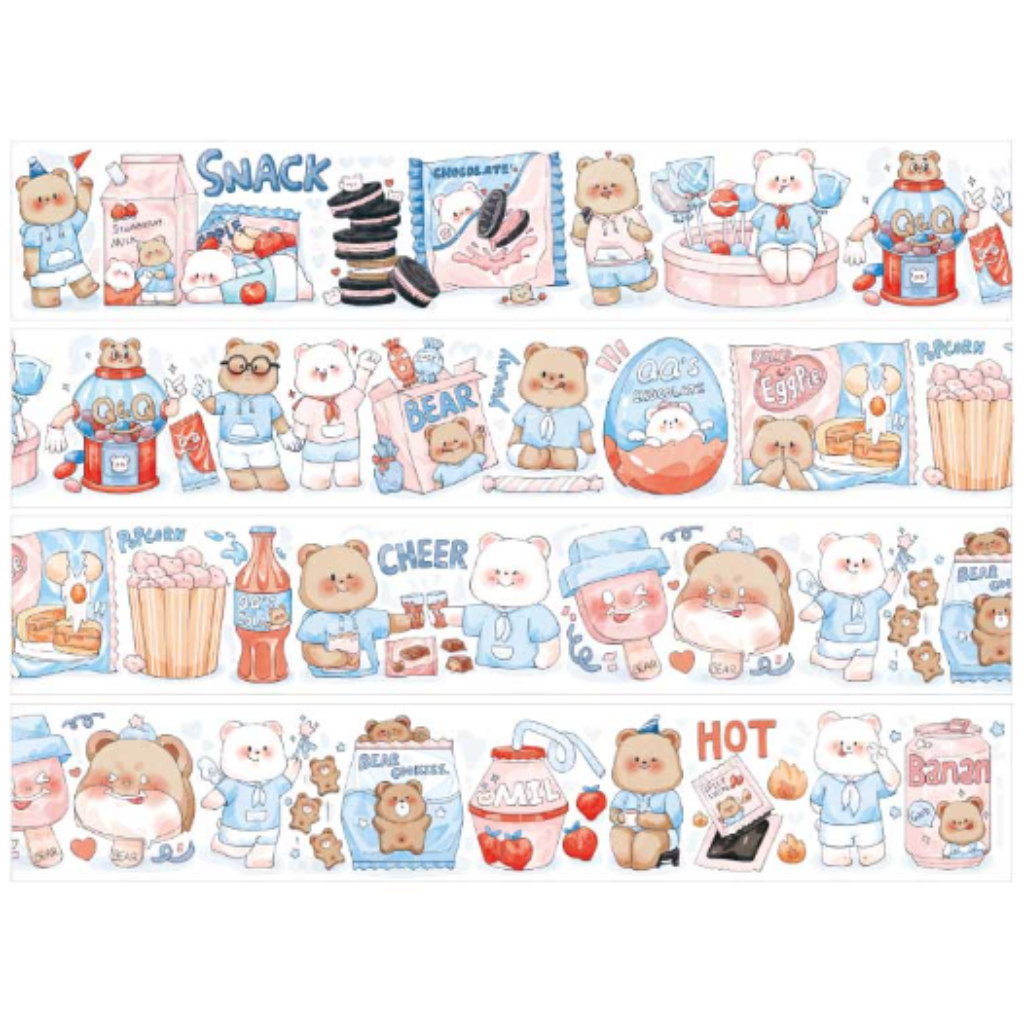 Cute Animals Snack 90cm Washi SamplerBlue