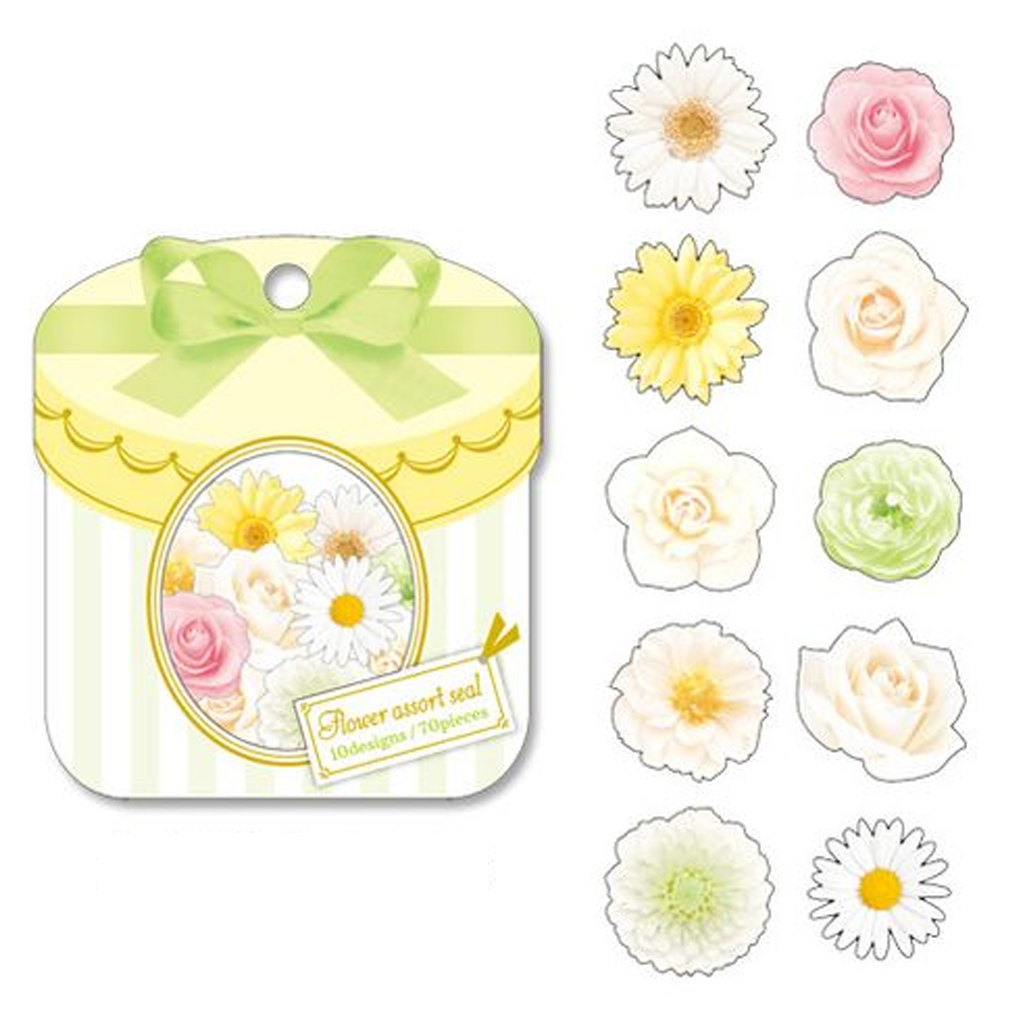 Mind Wave Green Flower Assort Flake Seal Sticker
