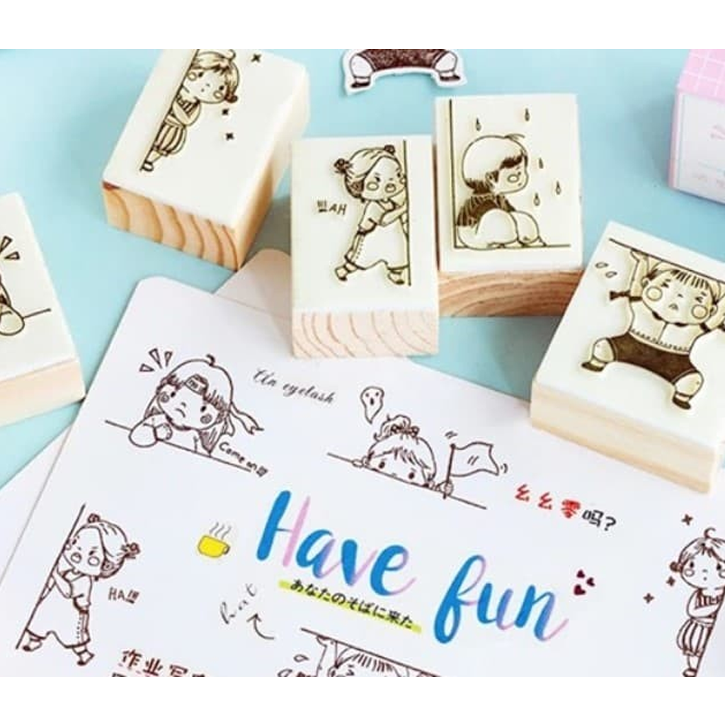 Mo. Card Hello Cute Series Rubber StampA