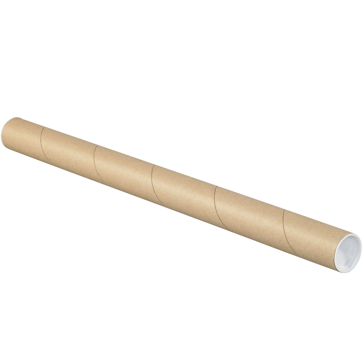 1 1/2 x 15 Brown Mailing Tubes With End Caps .060 Gauge 50/Case