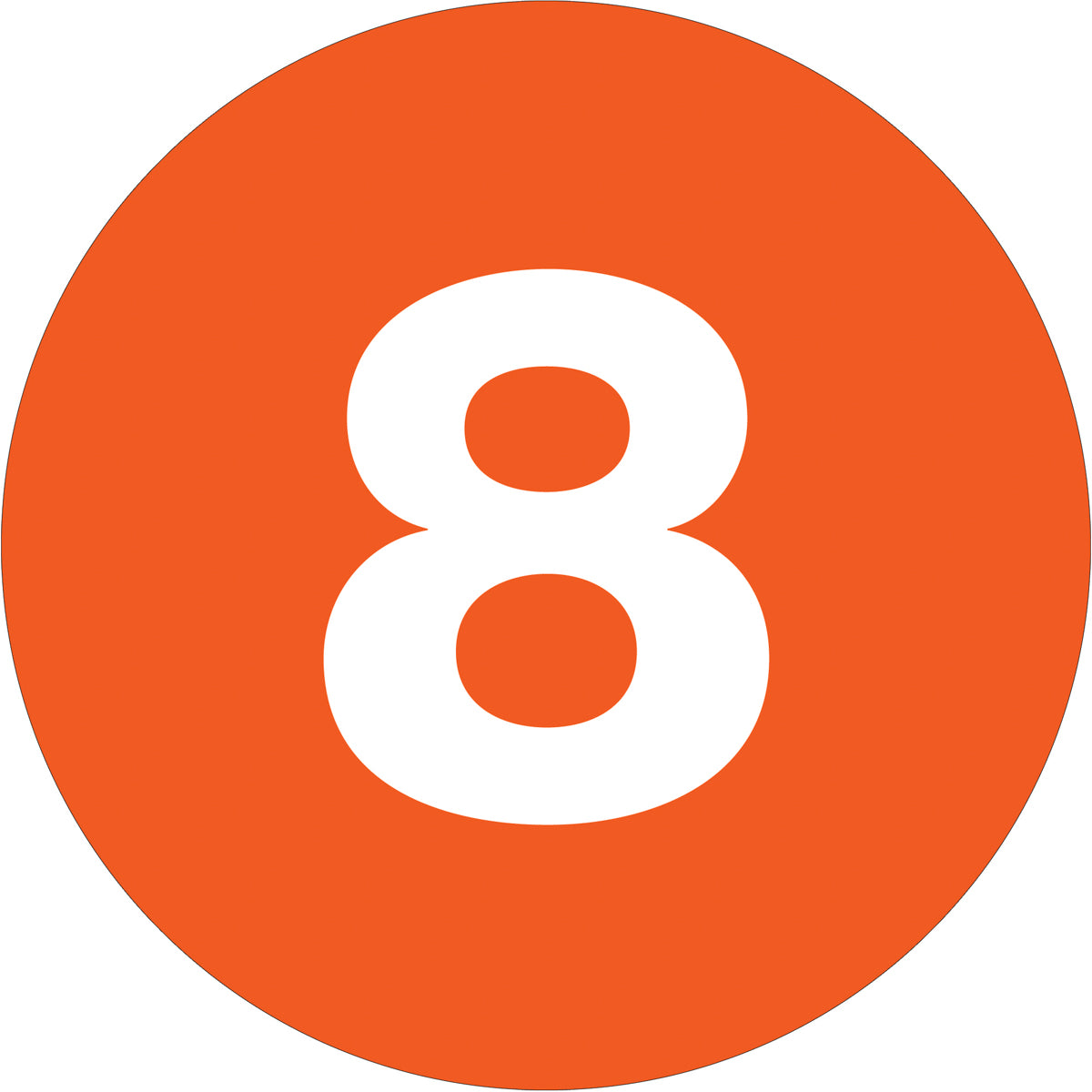 1" Circle - "8" (Orange) Number Labels 500/Roll