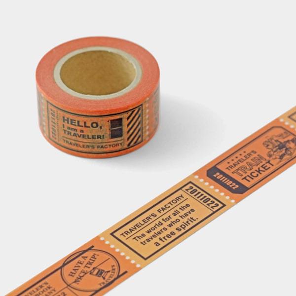 Washi Sampler 1M - Travelers Factory Train Ticket Pattern Orange