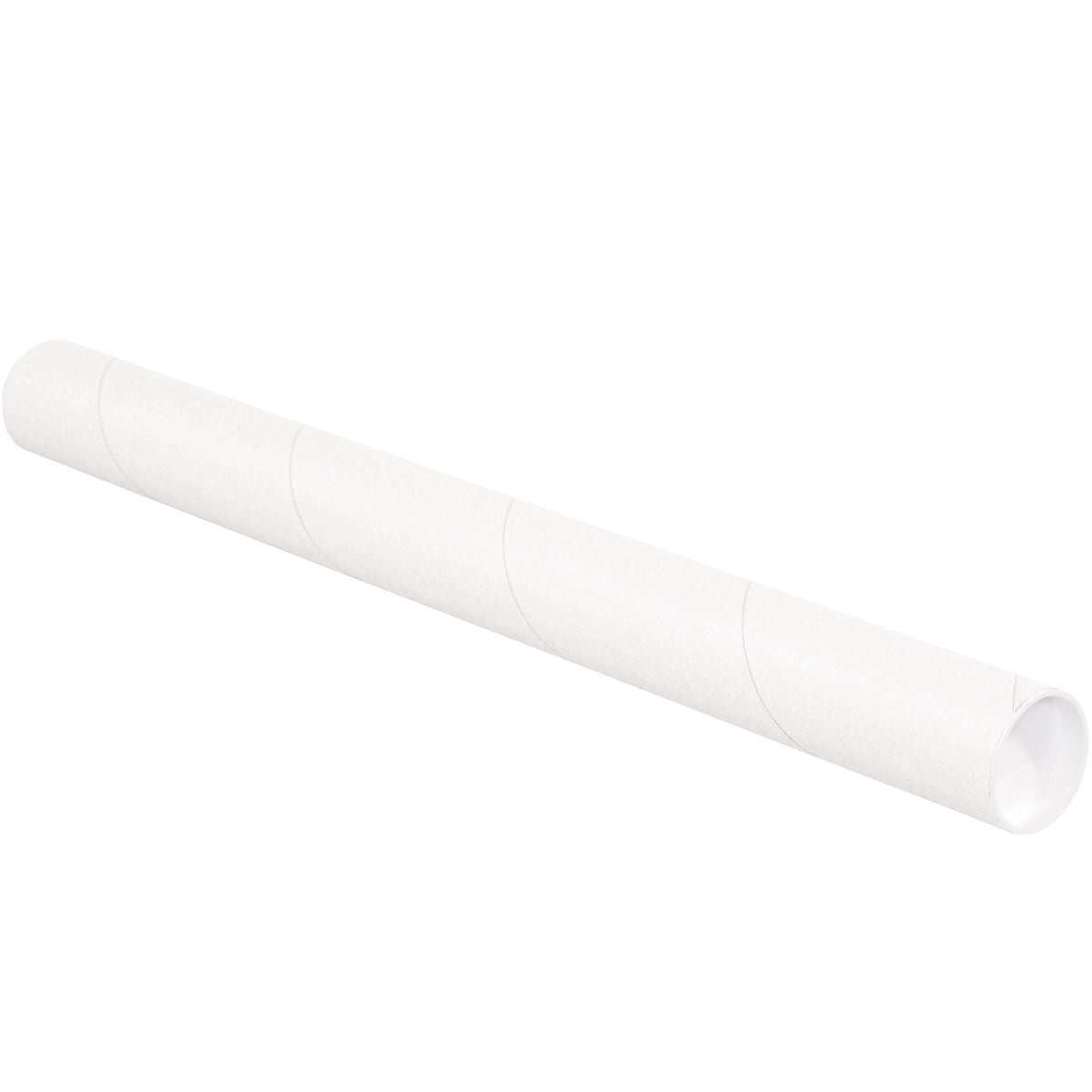 2 1/2 x 48 White Mailing Tubes With End Caps .070 Gauge 34/Case