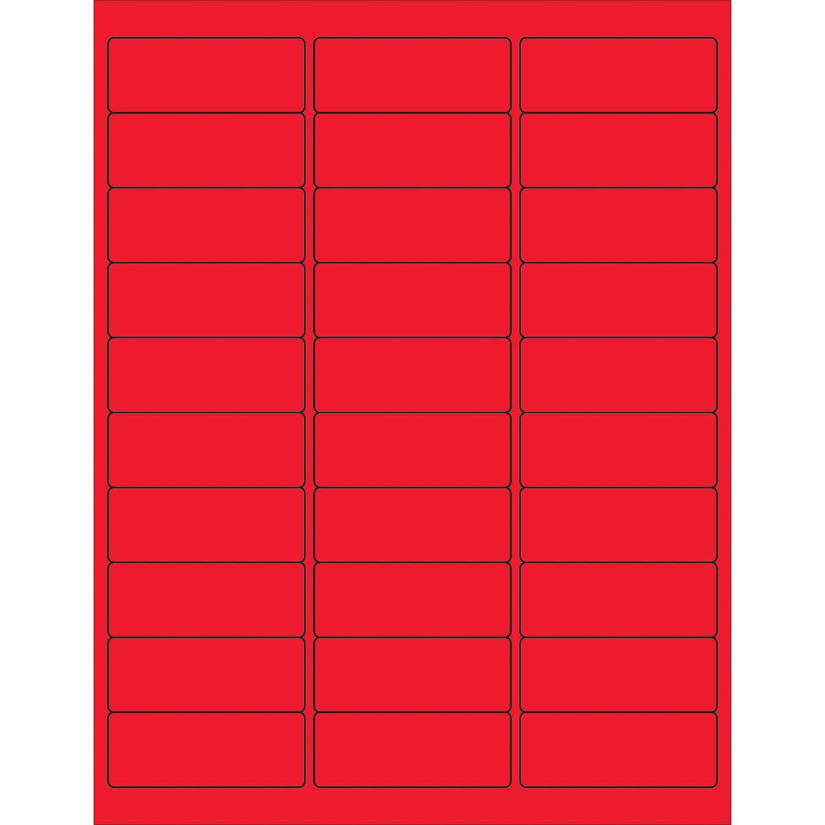 2 5/8 x 1" Fluorescent Red Removable Rectangle Laser Labels 3000/Case