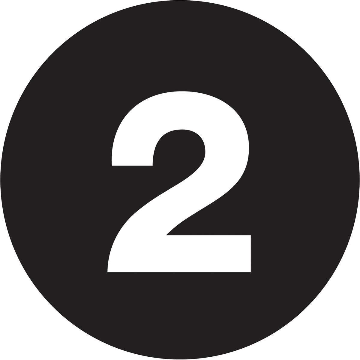 2" Circle - "2" (Black) Number Labels 500/Roll