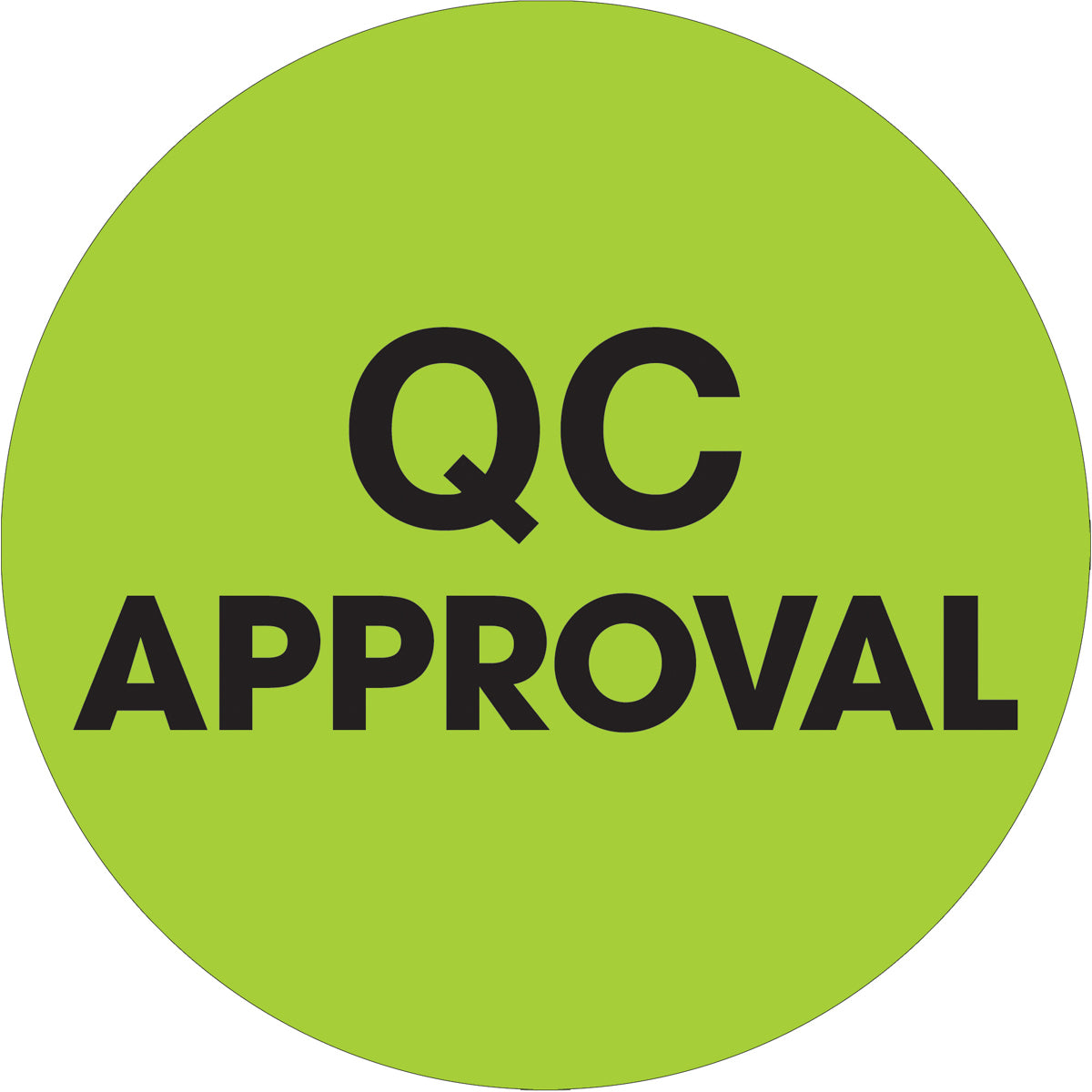 2" Circle - "QC Approval" Fluorescent Green Labels 500/Roll