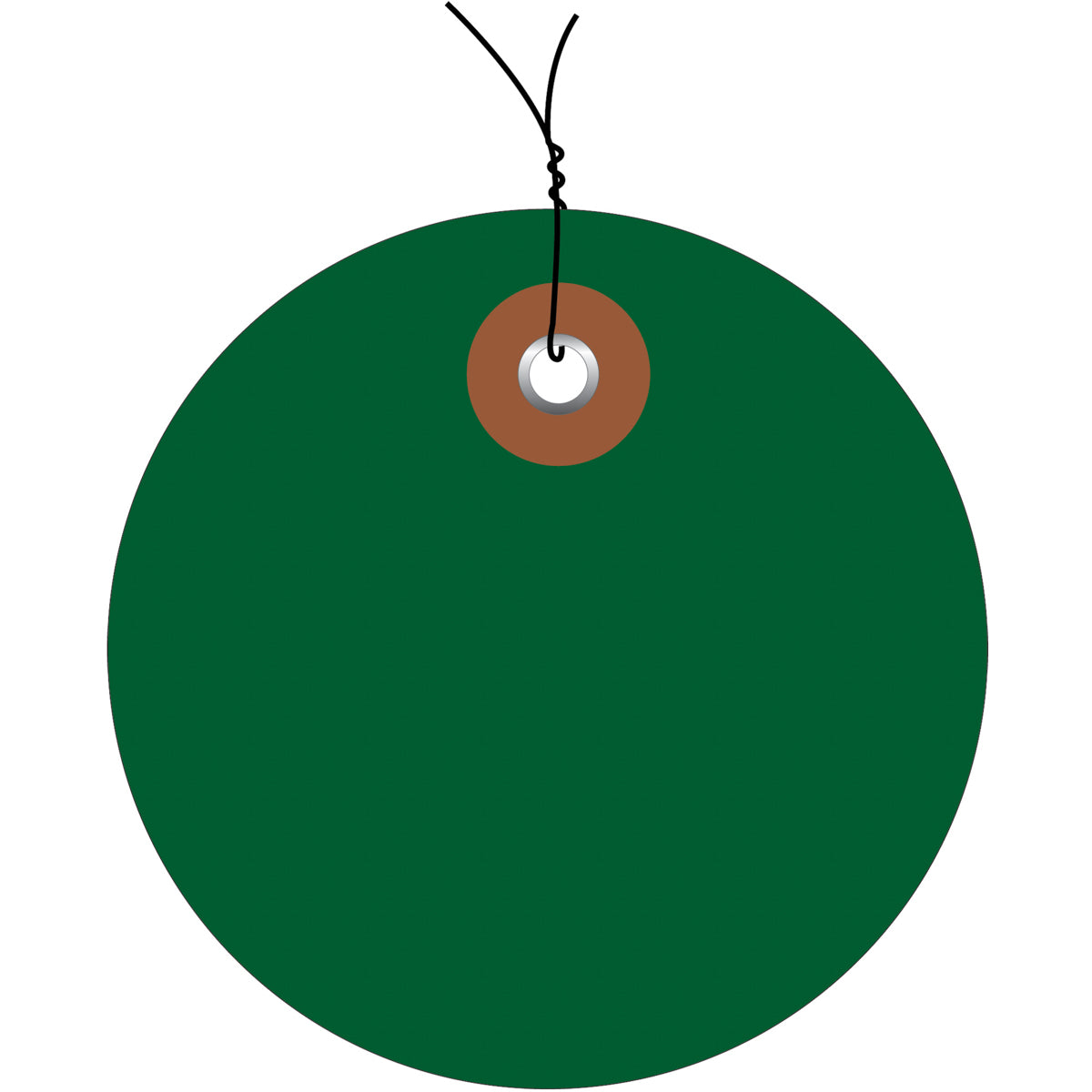 2" Green Plastic Circle Tags - Pre-Wired 100/Case