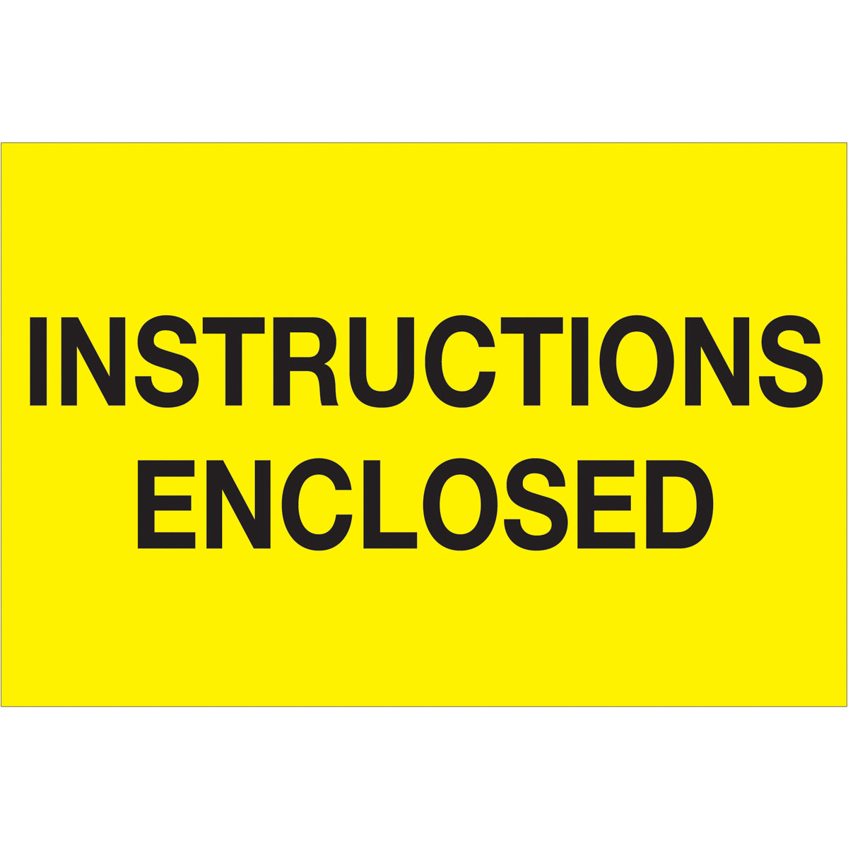 2 x 3" - "Instructions Enclosed" (Fluorescent Yellow) Labels 500/Roll