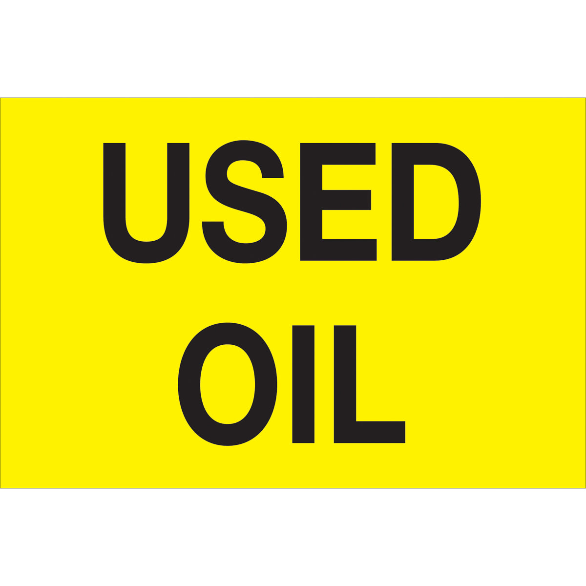 2 x 3" - "Used Oil" (Fluorescent Yellow) Labels 500/Roll