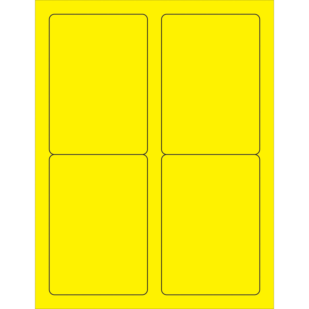 3 1/2 x 5" Fluorescent Yellow Rectangle Laser Labels 400/Case