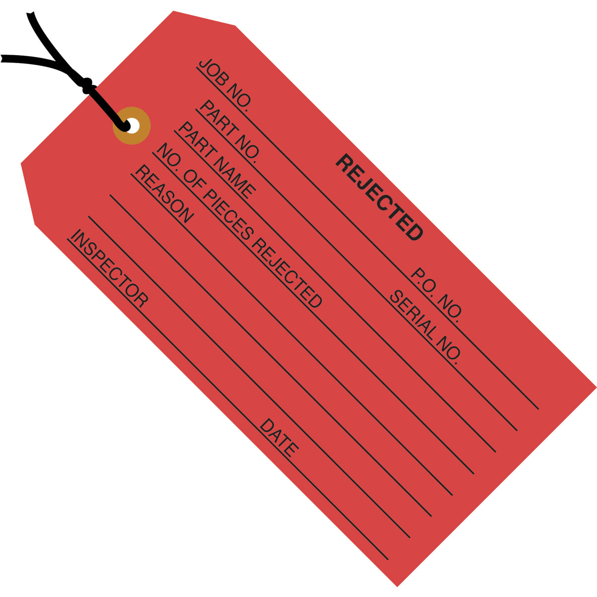 4 3/4 x 2 3/8 - "Rejected" Inspection Tags - Pre-Strung 1000/Case